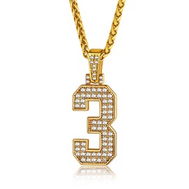Gold Number Necklaces For Athletes, Ice Bubble Numbers Pendant For Athletes