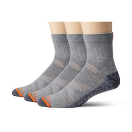 Merrell Adult's Lightweight Work Socks-3 Pair Pack-Unisex Repreve with Durable Reinforcement, Ankle-Gray, L/XL (Men's 12.5-15 / Women's 14+)