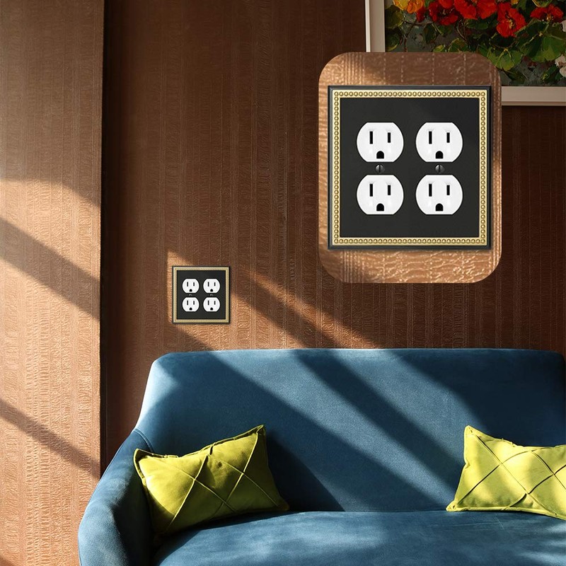 Pearled Frame Decorative Wall Plate Switch Plate Outlet Cover (Double