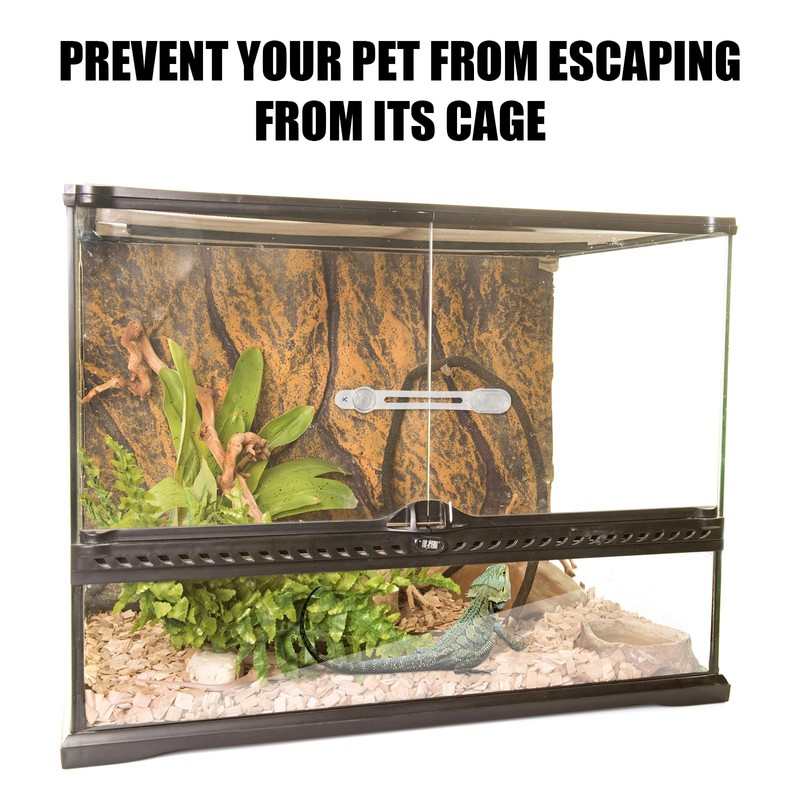 2pcs Reptile Terrarium Lock for Sliding Door, Adhesive Bearded Dragon