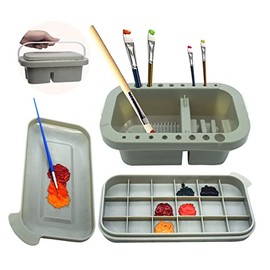 Cubeta para Pinceles, Multifunción enjuagador de Pinceles con Soporte para Pinceles, lavador, bandejas, Caja para 18 paletas, Limpiador de Pinceles para Acuarela Óleo Pintura Limpieza Acrílico