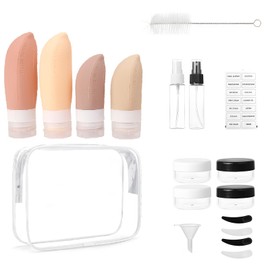 paspring 18 Pcs Travel Bottles for Toiletries, Leak Proof Silicone Squeezable Containers for Toiletries, TSA Approved Banana Shaped Travel Bottles Set (Apricot)