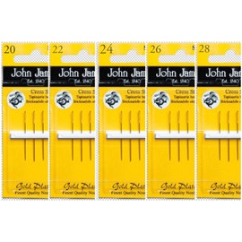 Paquete de 5 agujas de tapiz doradas, paquete de: tamaños 20, 22, 24, 26 y 28 (3 agujas cada paquete)