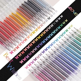 EooUooIP Glitter Gel Pens, 36-Piece Glitter Gel Pen Set, Glitter Gel Pen, Retractable Ballpoint Pen, Multicoloured 1.0 mm Gel Pen, Includes Glitter for Diary, Painting, Doodling, Office