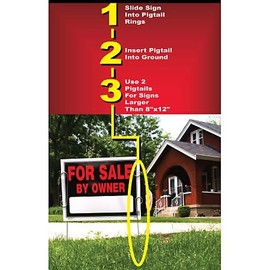 Spoiler Authority 28" Galvanized Metal Pigtail Stakes Frame Wire Stakes - Yard Sign Stake - Lawn Sign Stake. Use with 4mm and 5mm Corrugated Plastic Yard Signs - Manufactured in the USA (10)