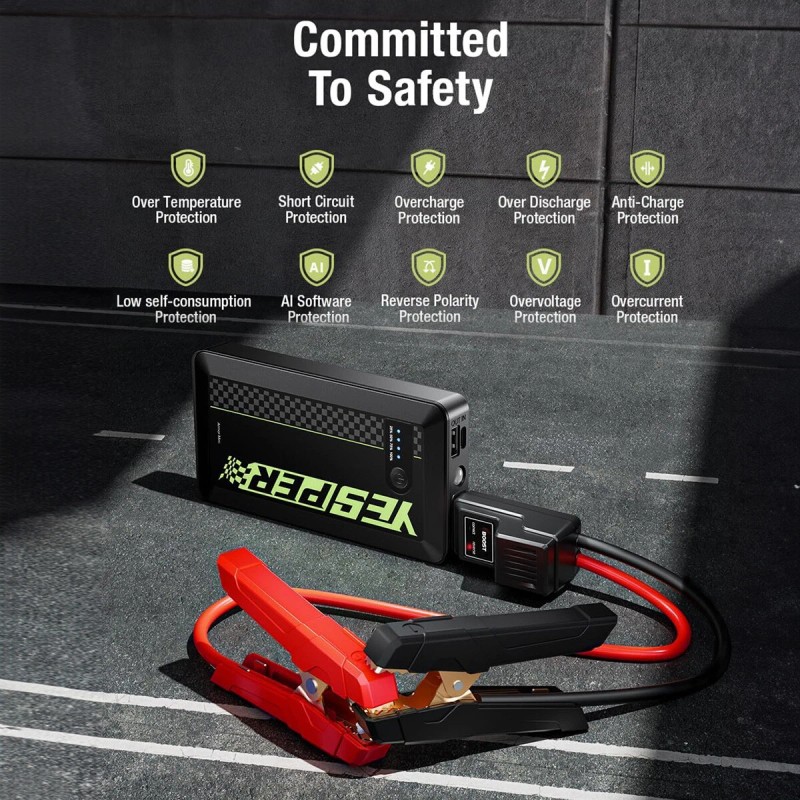 YESPER Battery Jump Starter 1500 Peak Portable Car Booster 12V