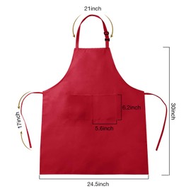 CHENGU 6 Pieces Chef Apron Set Kitchen Apron and Chef Hat Christmas Adjustable Apron with Pocket Butcher Hat Baker Costume Kitchen Apron for Men and Women (Red, Dark Green, Navy)