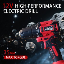 Brushless Cordless Drill Set,12V Power Drill Set with Battery and Charger, Electric Driver/Drill Bits, 3/8'' Keyless Chuck,20+1 Torque Setting, 300 inch-lbs, with LED Electric Drill Set (Red)
