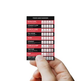 Pack of 4 Poker Hand Rankings Chart - Poker Rules Cheat Sheet Cards | Poker Hands Ranking Card for Quick Reference | Poker Hand Ranking Guide for Beginners | Poker Cheat Sheet for Texas Hold'em