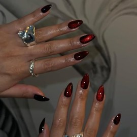 KQueenest- Uñas postizas 5 en 1 hechas a mano: estas uñas postizas con purpurina están hechas de gel suave 5 en 1 que es suave y flexible. Las uñas po