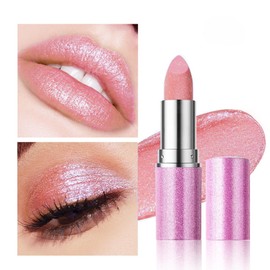 Glitter Shine Lipstick,Pearl Diamond Shimmery Creamy Lipcolor, Hydrating Sparkling Formula Pink Lipsticks, Long Lasting High Pigmented Lip Gloss(02 Light Pink)