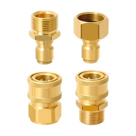 Laroal 4Pcs M22-14mm to 1/4 Inch Pressure Washer Adapter Kit High Pressure Gu.n Quick Connect Coupler Car Washer Hose Conversion Fitting Copper Pressure Washer Adapter Set