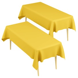 Table Cloth Rectangle Table 2 Pack Yellow Table Cloth Plastic Table Cloth Disposable Table Cloths for Parties Yellow Tablecloth Plastic Disposable Tablecloths Plastic Table Cover, 54 x 108 Inch