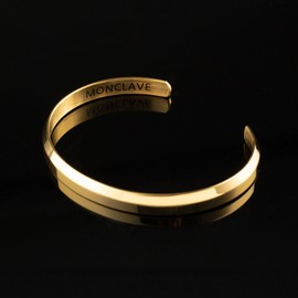 MONCLAVE Premium Cuff Bracelet – Modern Minimalist Style, Crafted from Hypoallergenic Stainless Steel, Unisex Design with Adjustable Fit, Includes Luxury Gift Packaging for Him or Her (Gold)
