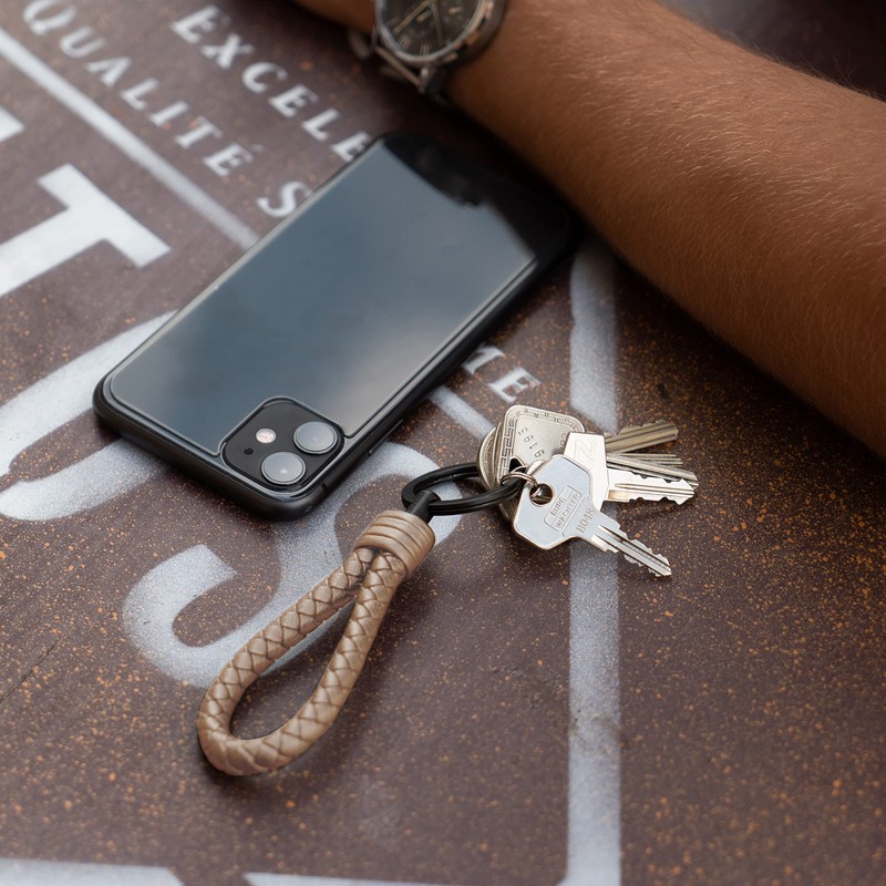 SERASAR Keychain Leather with Stainless Steel Key-rings - Additional Rings