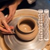 HARFINGTON 2pcs Wood Clay Roller 4"Water Wave Pebble Pattern Rolling