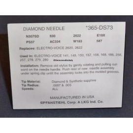 Pfanstiehl NEEDLE for Magnavox AstroSonic for EV 141 EV 149 EV 150 256D Pfanstiehl 365-DS73
