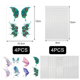 SHUBEIEUMI Face Jewels, Butterfly Temporary Tattoos for Women Girls, Stick on Face Gems, Festival Makeup Rhinestones, Facial Sparkle Accessories for Makeup Face Glitter Jewelry