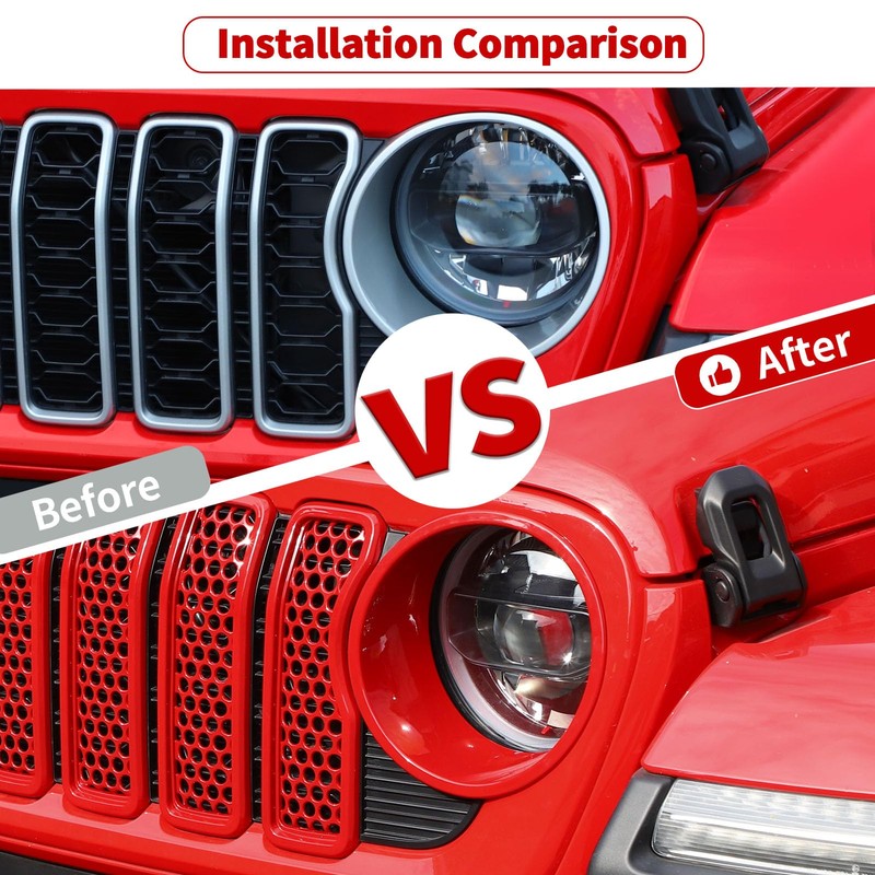JeCar Mesh Grille Inserts/Headlight Trim Covers Front Light Bezels Decoration