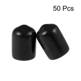 sourcing map 50pcs Rubber End Caps 9.5mm(3/8-inch) ID Vinyl Round Tube Bolt Cap Cover Screw Thread Protectors Black
