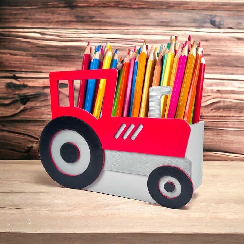 KAJAWIS Tractor Desk Organiser, 3D Pencil Holder, Car Pencil Case