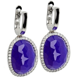 ELEDORO Women's Earrings 925 Silver with Blue Crystal and White Zirconia, Genuine 925 silver, Cubic Zirconia