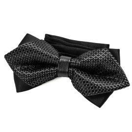 DonDon gent's retro-look pointed bow tie with hook fastener pre-tied and length adjustable black with silver dots