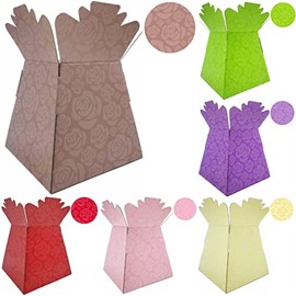 Roses Print/Love Bouquet Box Vase - Transportation/Display Flower Box (Rose Gold)