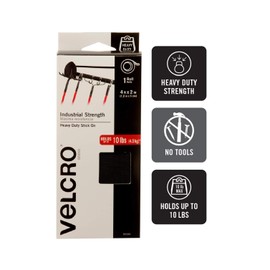 VELCRO Brand-Industrial Strength | Indoor & Outdoor Use | Superior Holding Power on Smooth Surfaces | Size 4ft x 2in | Tape, Black-Pack of 1, (Model: 90593)