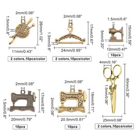 PH PandaHall 90pcs Sewing Supplies Charm, 9 Styles Tibetan Tool Tailor Ball of Yarn Charms Sewing Machine Knitting Pendants Beads for DIY Jewellery Necklace Bracelet Earring Making