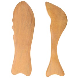 KOMBIUDA Convenient Beauty Tool 2pcs Wooden Massage Gua Sha Universal Body Face Scraper for Home Use
