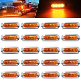 AOXLFU 20PCS Amber 12-24V LED Trailer Lights Side Marker Lights Front Rear Tail Clearance Lights with Chrome Bezel for Trailer Deck RV Truck Boat