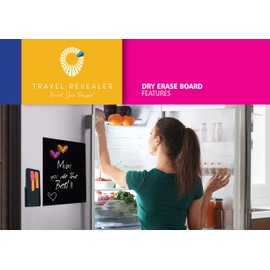 Magnetic Board for Kids Black Dry Erase Board for Fridge +3 Liquid Chalk Markers & Pen Holder | Black Magnetic Dry Erase Board, Magnetic Chalkboard for Refrigerator Organizer & Planner (8x12)