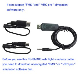 RCmall Flysky USB Flight Simulator Adapter Cable 2.4G SM100 for FS-i6 FS-i10 FS-i6 FS-i4 FS-T6 FS-CT68 FS-T4B FS-GT3 Remote Controller