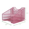 Mind Reader Desk Mesh Organizer Storage, 5 Compartment, Pink