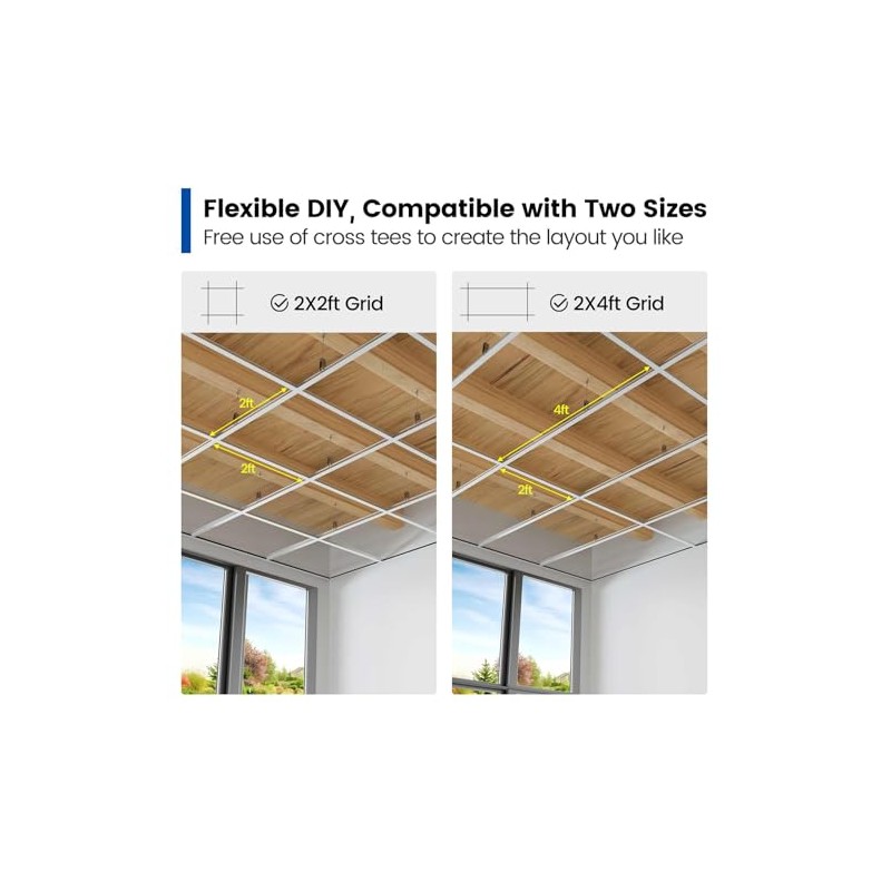 Muzata 64 Sq Ft Drop Ceiling Grid System White Complete