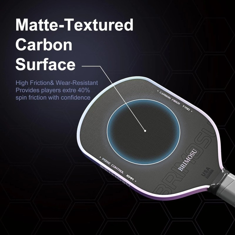 Pro Pickleball Paddle 4-Layer T700SC Raw Carbon Fiber 16MM Reinforced