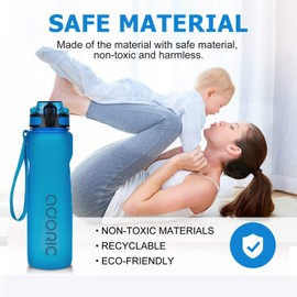ADORIC Sports Water Bottle 1L, BPA Free Tritan Non-Toxic Plastic Sport Water Cup, Durable Leak Proof Water Bottle with Filter, Flip Top