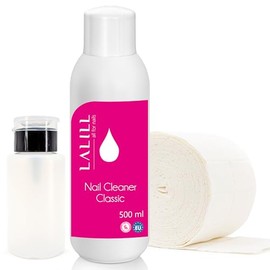 LALILL Nagel Cleaner 500ml Set - Nagel Entfetter mit Wattepads und Pumpflasche - Dispenser Pumpspender 200ml, 500 x Zelletten Pads aus Baumwolle, Nagelentfetter für Gelnägel, Hybride und Pinsel