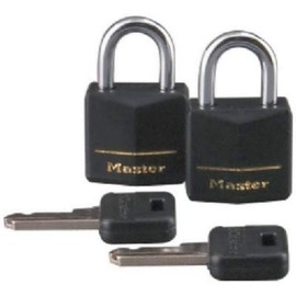 Master Lock 121T 3/4" Black Vinyl Cover Brass Padlock 2 Count