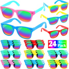 Kids Sunglasses Bulk Party Favors - 24 Pack Summer Party Supplies for Boys Girls, Neon Party Sunglasses for Kids, Pool /Beach Party Favors, Great Gift for Birthday Party and Outdoor Activity Age 3-10