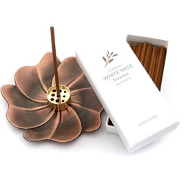 White Sage Incense Incense, Lotus Flower Incense Holder, Set of 2, Introductory Kit, Cleansing, Incense, 30 Sticks, 100% Natural Ingredients, Made in Japan, Incense, Smashing, Healing, Mother's Day