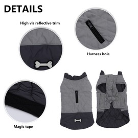 Geyecete dog coats waterproof with harness hole - Windproof Snowsuit puppy coats for small dogs Dog Clothes Outfit Vest Pets-Grey-XS