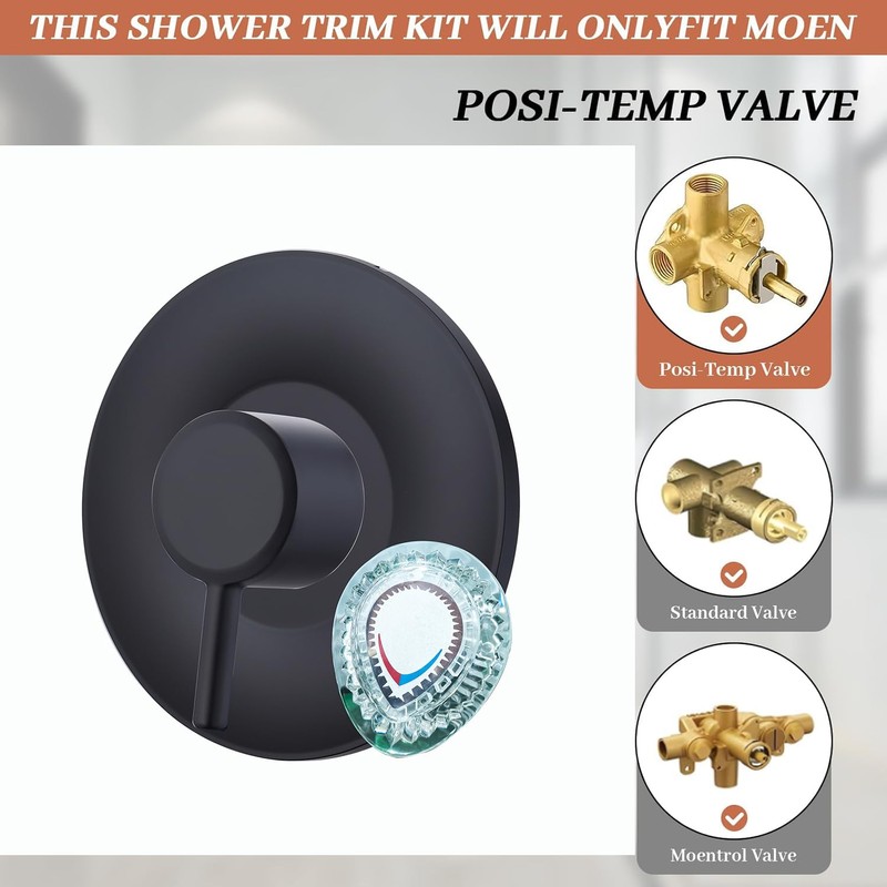 Shower Valve Trim Kit, Compatible with Moen Posi-Temp Valve Universal