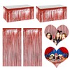 4P Metallic Foil Fringe Tinsel Table Skirts for Rectangle Tables