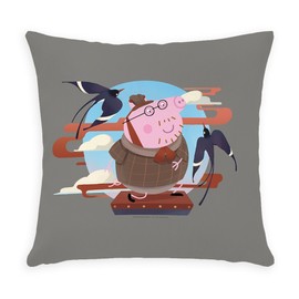 CafePress Daddy Pig with Birds Weather Resistant Square Throw Pillow