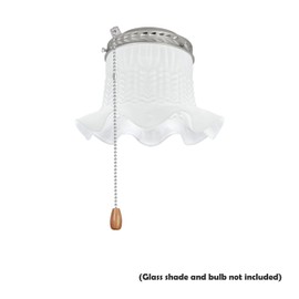 Aspen Creative 22001-11, One-Light Ceiling Fan Fitter Light Kit with Pull Chain, Brushed Nickel