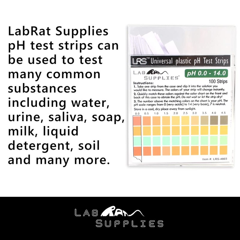 Plastic pH Test Strips, Universal Application (pH 0.0-14.0, 0.5 pH
