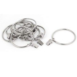 Wideskall 24 Pcs 1.5" inch Curtain Rings with Clips Chrome Silver - Ring Support 66 lbs, Strong Clip Hold 11 lbs, Easy Open & Close