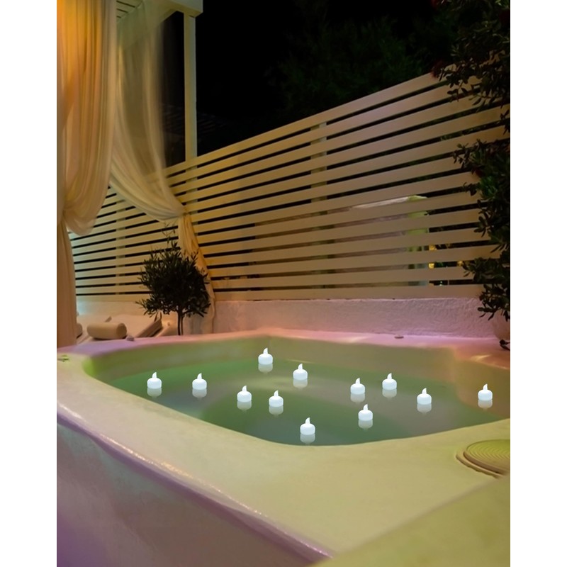 Yakpo 12 Pack Cool White Flickering LED Floating Tea Light,